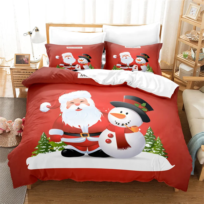 

Cartoon Santa Claus Bedding Set Duvet Cover New Year Quilt Cover Boys Girls Bed Set Christmas Decorations Bedroom Bedding Set