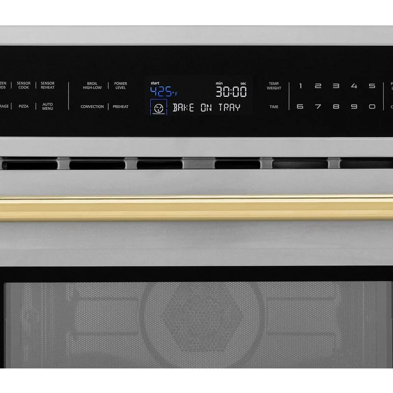 ZLINE Autograph Edition 30” 1.6 cu ft. Built-in Convection Microwave Oven in Stainless Steel and Gold Accents 6