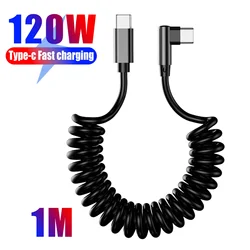 Ultra - Fast 120W USB - C to C Retractable Charging Cable with 90° Right Angle Design (1M)