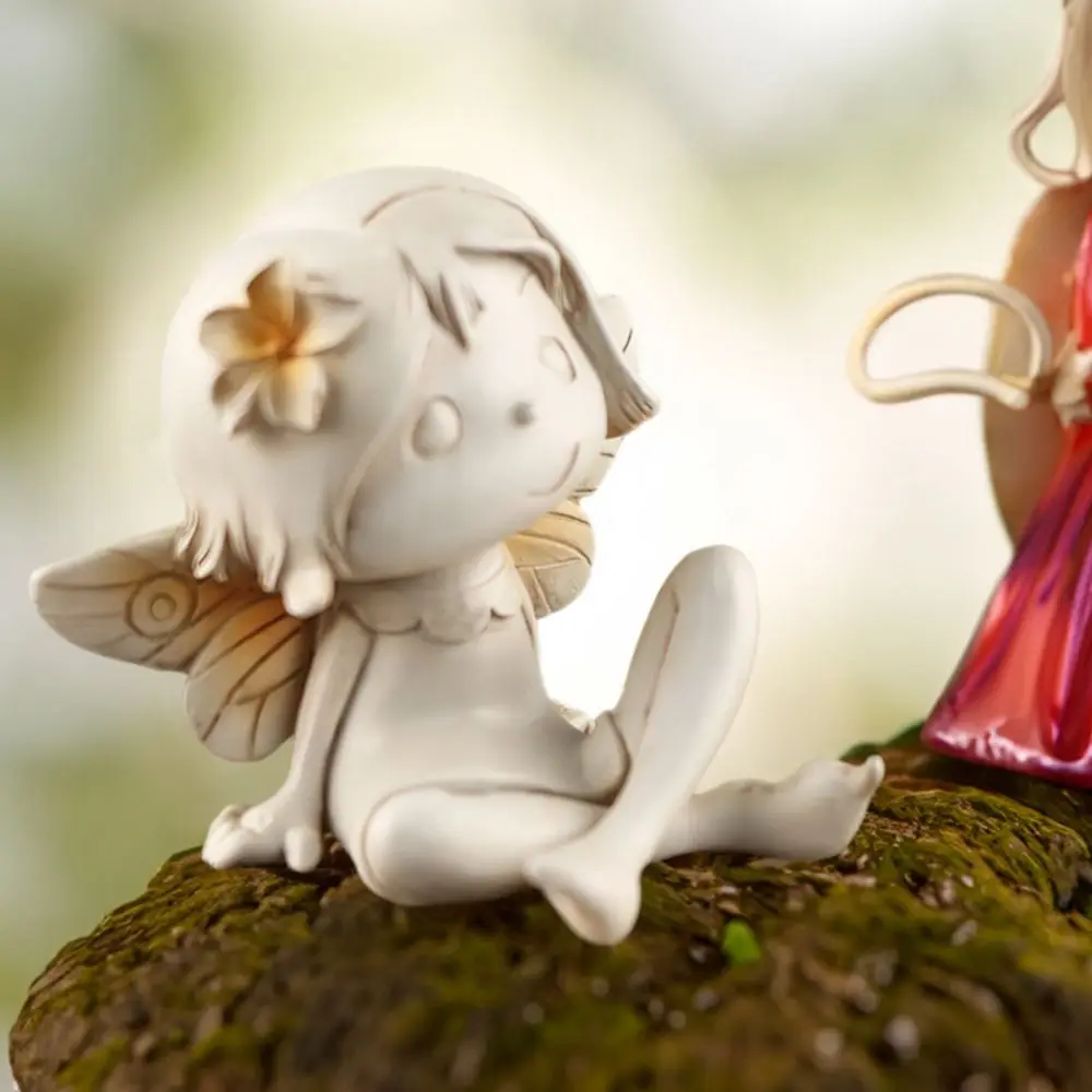 Flower Fairy Figurine Lovely Resin Fairy Angel Ornament Home Desktop Decor Diy Outdoor Garden Micorlandscaping Pot Decoration