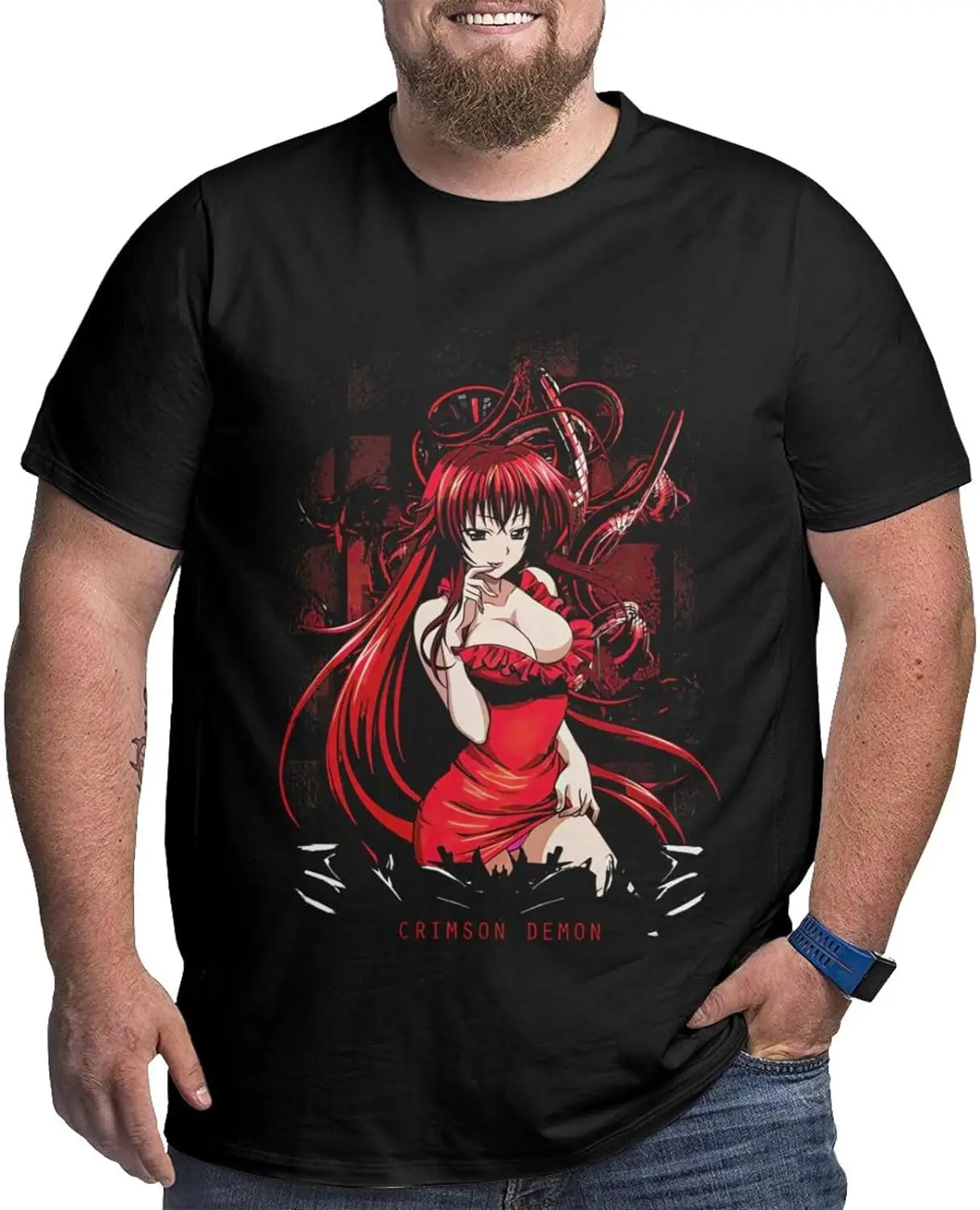 

Manga Highschool DxD Rias Shirt Cotton Short Sleeve Fashion Large Size T-Shirt for Man Black