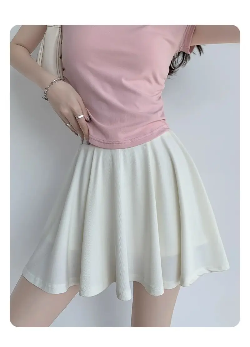 Yasuk Spring Summer Sporty Casual Slim Sport Shorts Pants Panty Dress Sweet Cool Girl Soft Ice Silk Pleated Skirt