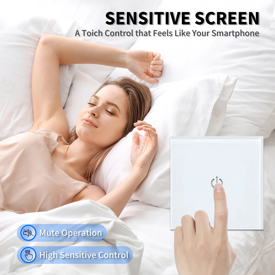 UBARO-Touch Dual Switches, Painel de Vidro Temperado,