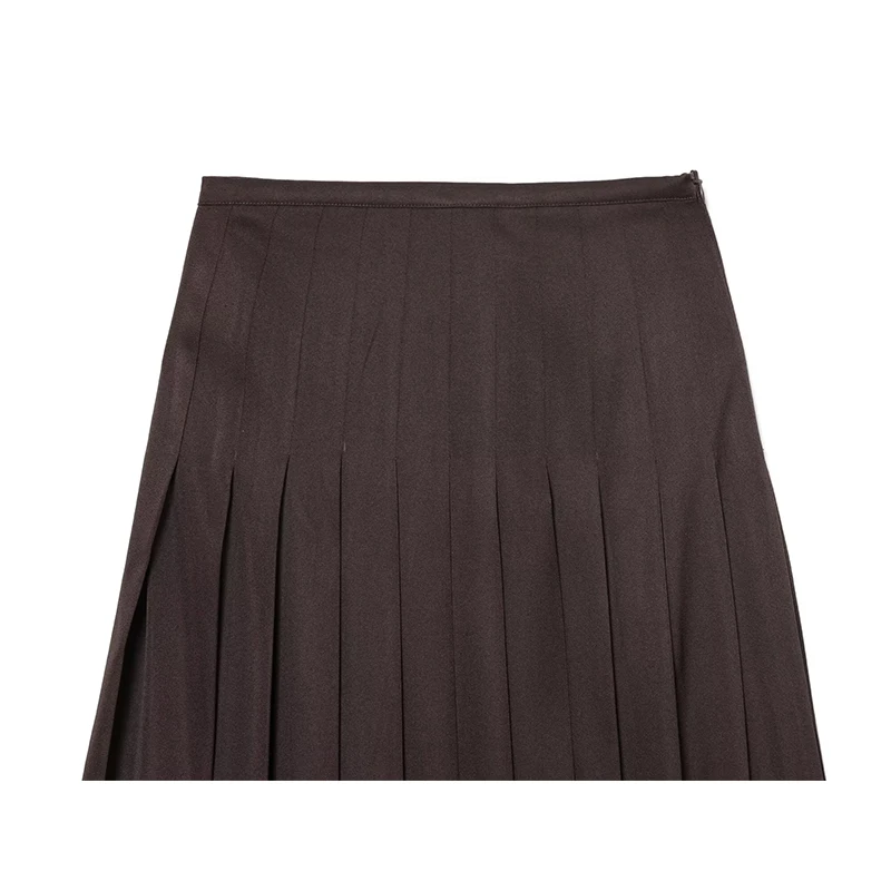 Women Wide Pleated Midi Skirt Party Long Skirts 2026 New Fashion Lady Spring Summer High Street Casual Skirts ﻿Mujer