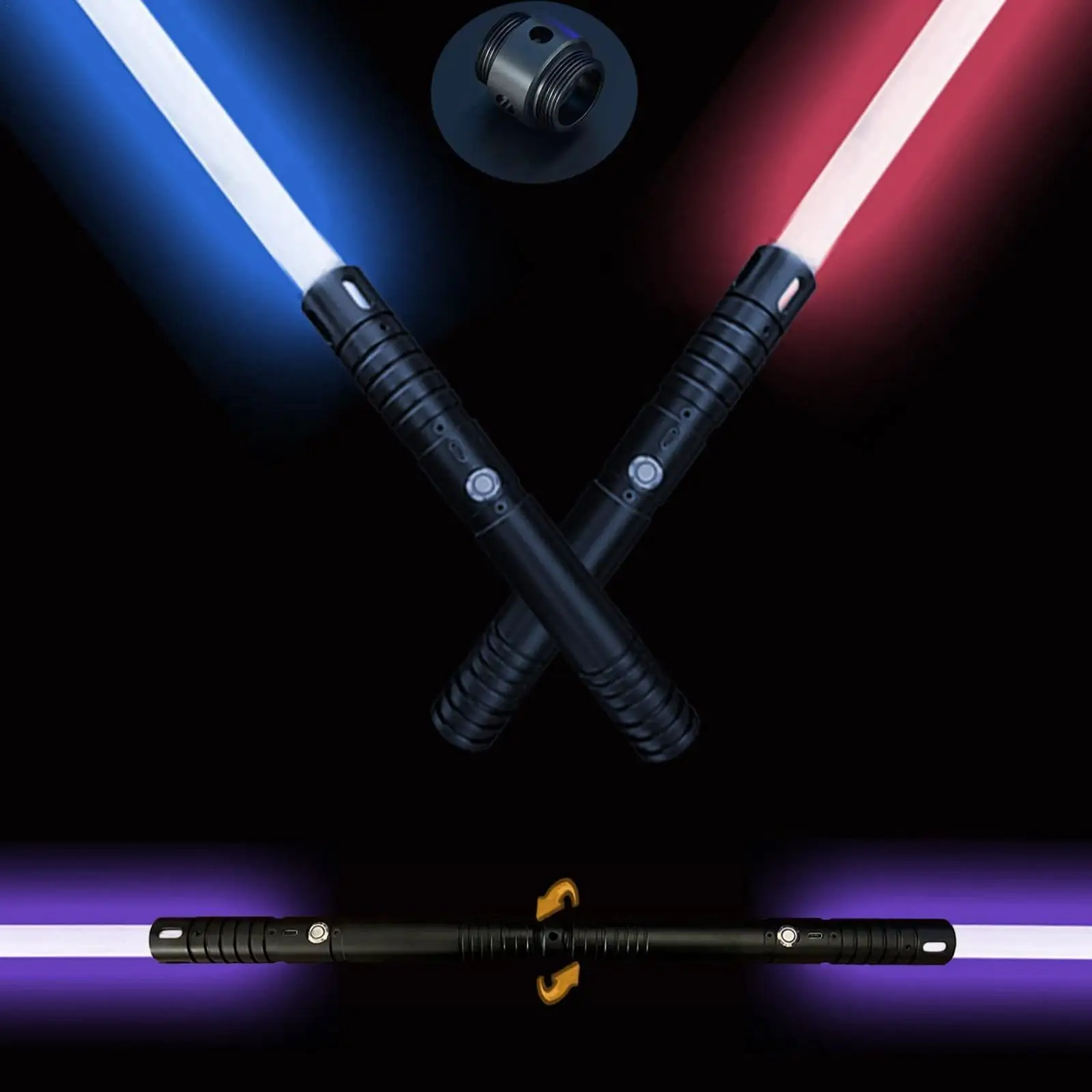 

80cm RGB Color Lightsaber 15 Color Variable Metal Handle Laser Sword With Hitting Sound Effect FX Duel Lightsaber USB Charging