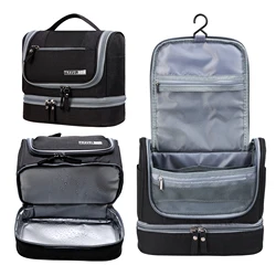 Portable Hanging Toiletry and Cosmetic Organizer Bag (Black)