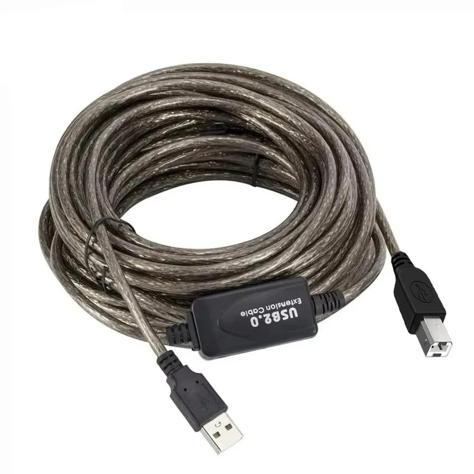 USB 2.0 A-B 확장 패시브 케이블 10M 15M 활성 케이블(칩 포함) 노트북 PC 프린터 스캐너용 고속 데이터 전송