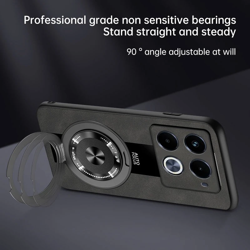 Premium 360 Rotating Magnetic Holder Sheepskin Leather Silicone Back Cover