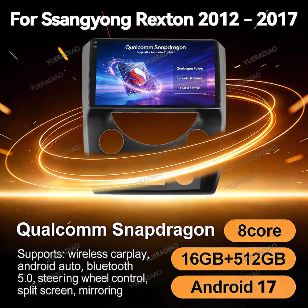 Autoradio Android 17 per SsangYong Rexton Y290 2012-2017 con Carplay e Android Auto