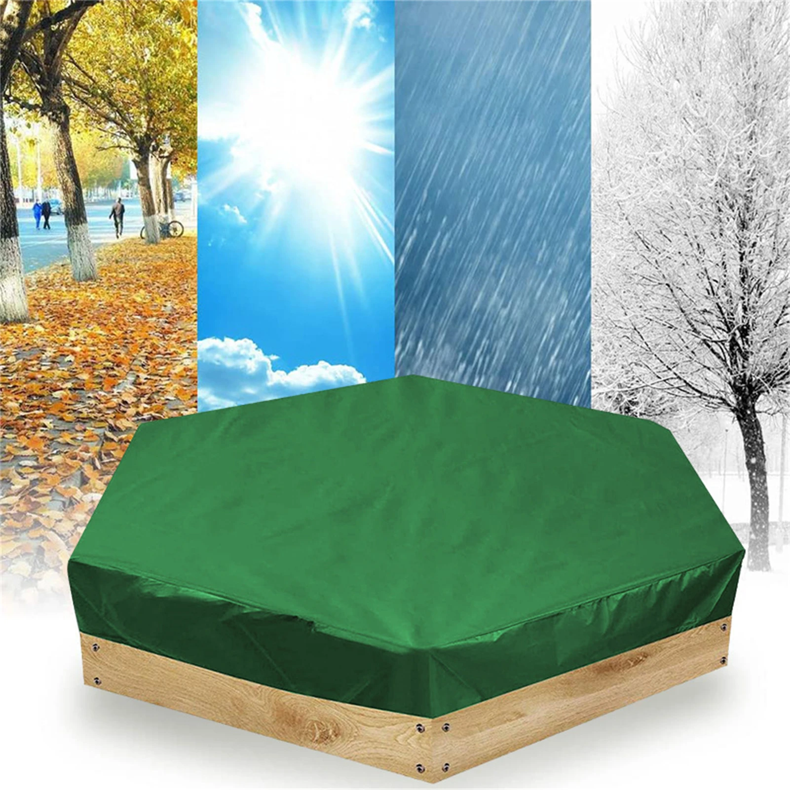 Hexagon Sandbox Cover Waterproof Anti-UV Dustproof 190T Polyester Taffeta Outdoor Sand Pit Covers Patio Furniture Protector