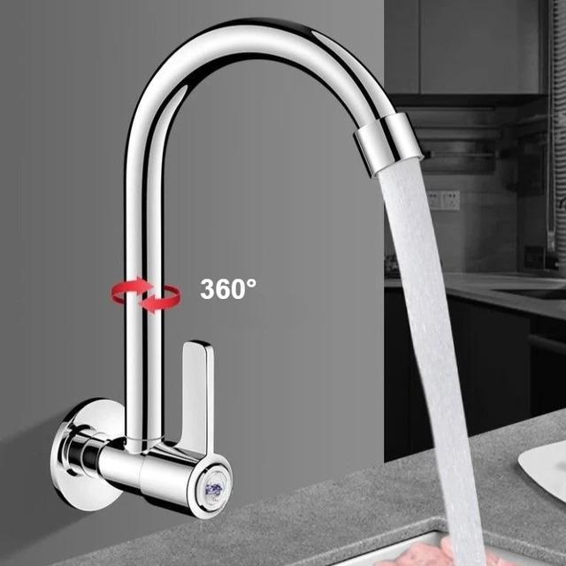 ก๊อกน้ำติดผนัง สแตนเลส ก๊อกน้ำห้องครัว ก๊อกน้ำแบบก้านเดียว น้ำเย็น ก๊อกน้ำกันน้ำกระเด็นสำหรับใช้ในบ้าน 2