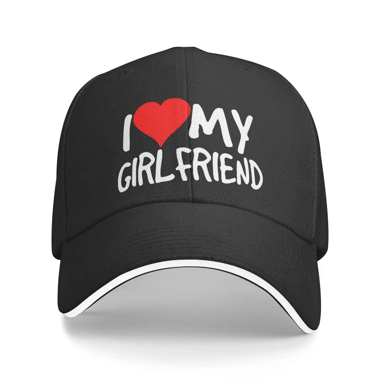 I Love My Girlfriend 남녀공용 야구 모자, 클래식 샌드위치 모자, 플레인 블랙, 오리 혀