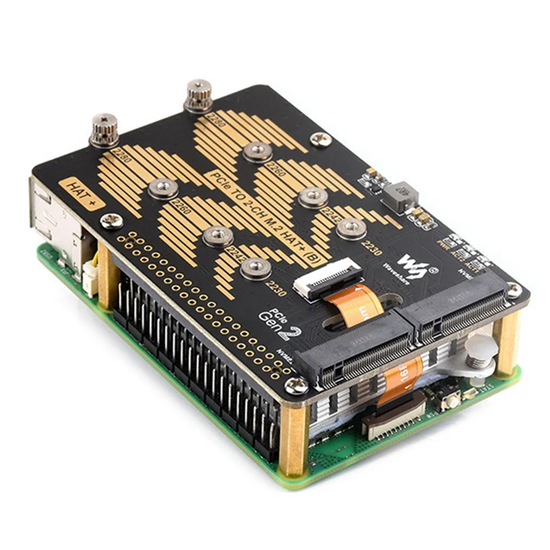 Waveshare Pcie-듀얼 채널 M.2 어댑터 보드 모듈, Raspberry Pi 5 5Gbps 모듈 하드 디스크 읽기/쓰기 더 빠른 Module-N34R
