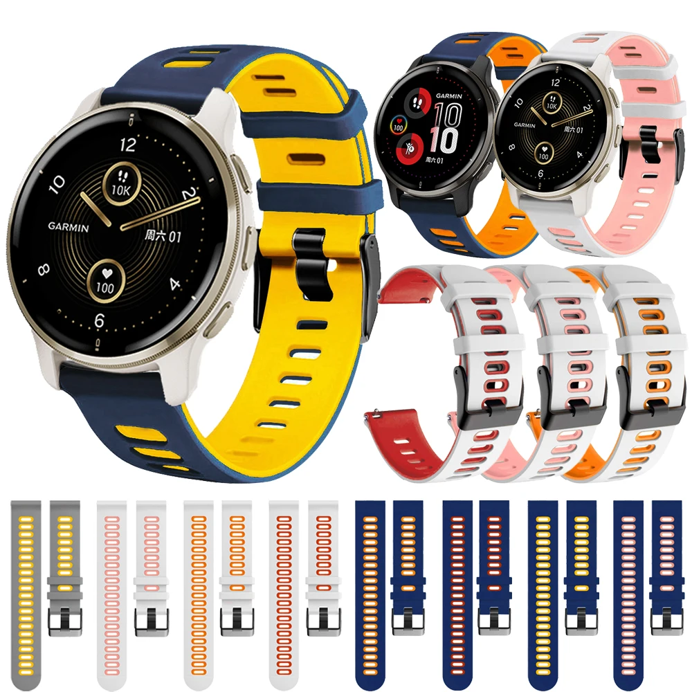 

20mm Wristband For Garmin VENU 2 Plus SQ Vivoactive 3 3t Smartwatch Silicone Bands For GarminMove Sport Strap Replacement Correa