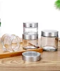 10pcs/lot Glass Cream Jar Bottle 5g 10g 20g 30g 100g Empty Container Cosmetic Jar With Silver Lid Nail Arts Small Clear Can Tin 1