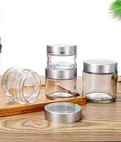 10pcs/lot Glass Cream Jar Bottle 5g 10g 20g 30g 100g Empty Container Cosmetic Jar With Silver Lid Nail Arts Small Clear Can Tin 1