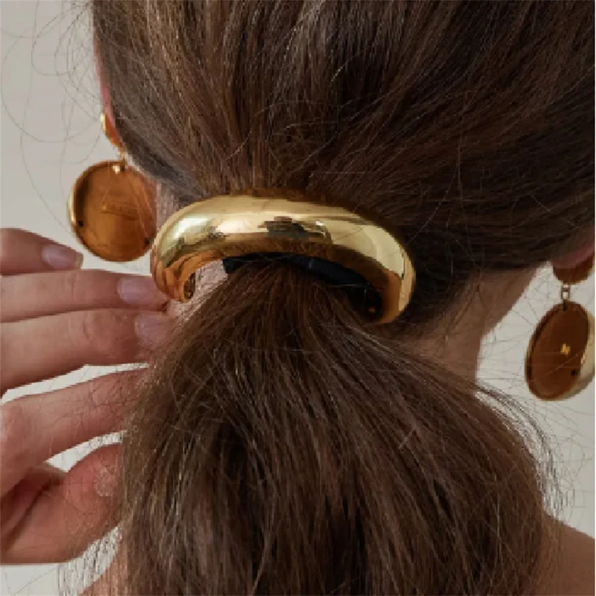 Metal geometric ponytail hair tie, simple and versatile small rubber band hair tie 2