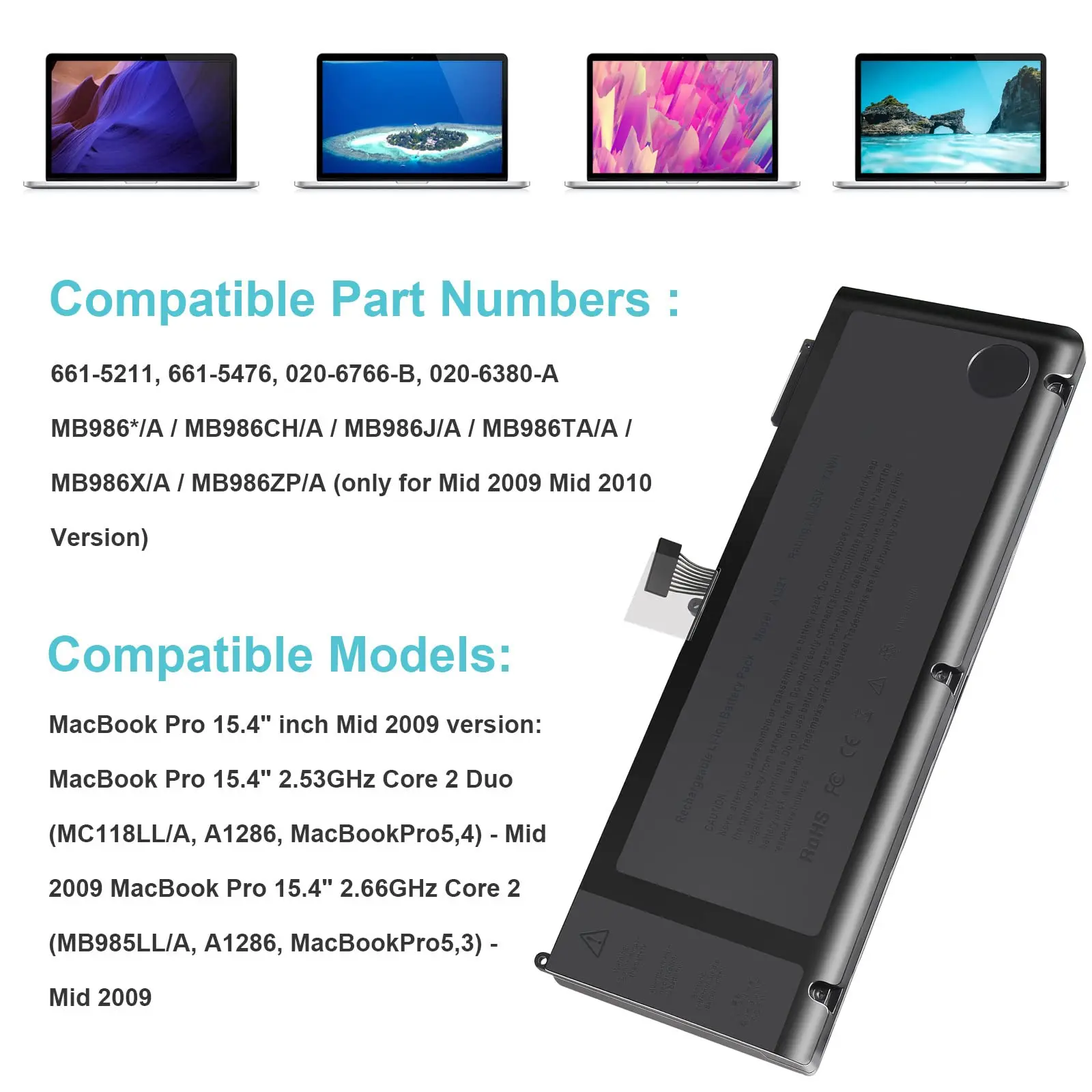 Macbook Pro 15インチ,2009,A1321,A1286,mc371ll用の交換用バッテリー