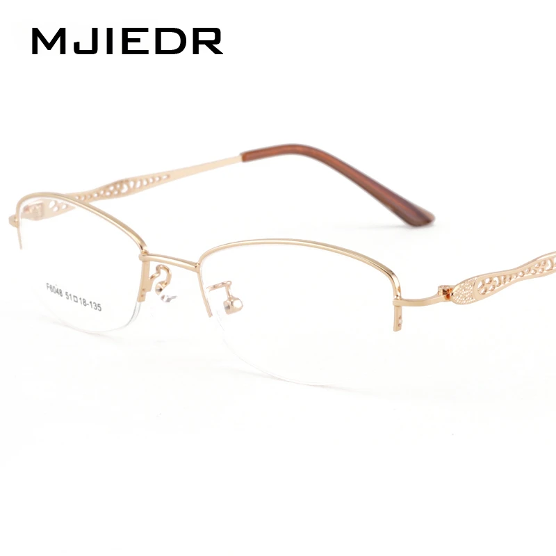 

MJIEDR Hollow Alloy Women Spectacle Frames Simple Stylish Half Rim Eyeglasses Frame Colorful Lady Fashion Beautiful Eyewear New