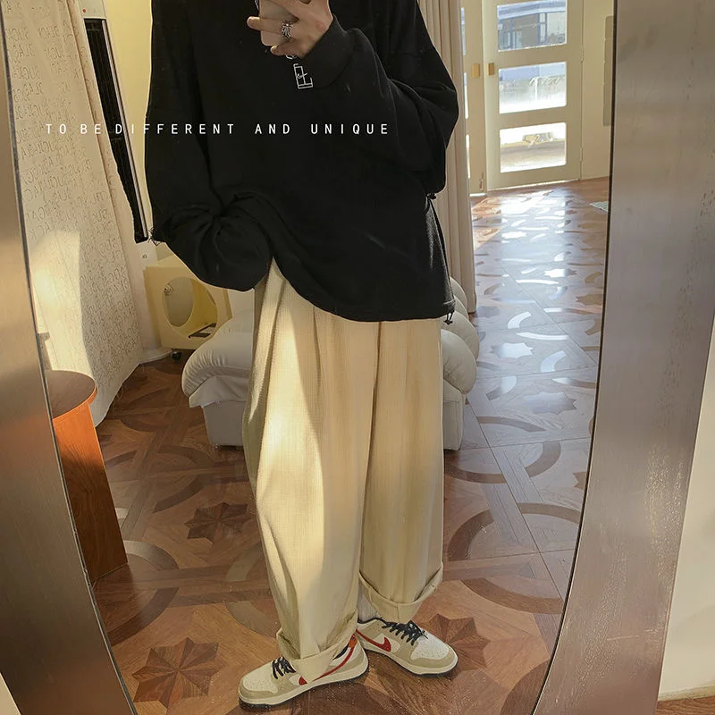 

2022 Men's Fashion Trend Casual Pants Loose Cargo Vintage Wide Leg Pants Hip Hop Solid Color Oversized Popular Trousers M-2XL