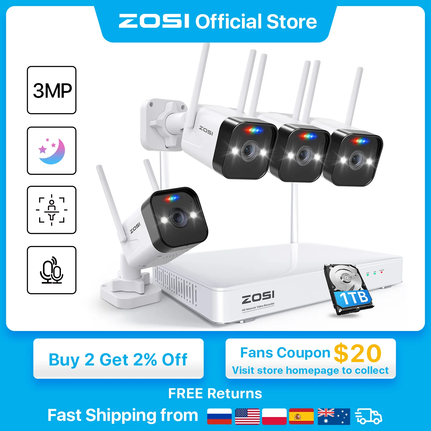 Kit X2 Cámara Seguridad Wifi Exterior Full Hd Ezviz 2mpx 360 - $ 392.820,7