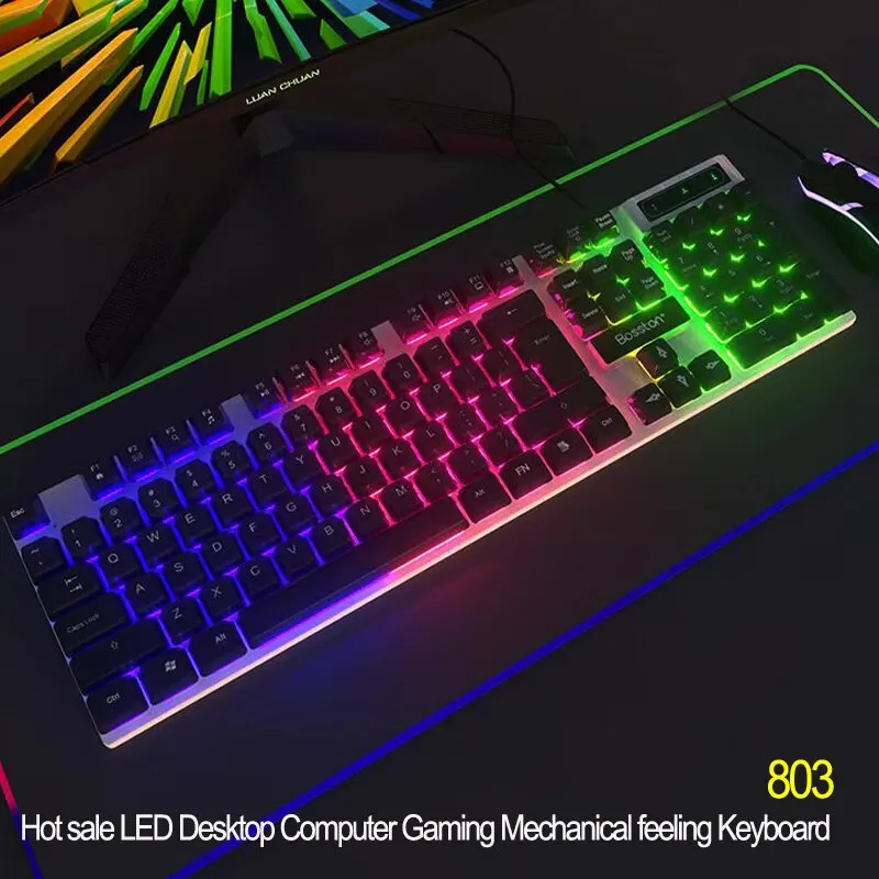 LED 데스크탑 컴퓨터 게임 기계적 느낌 키보드 노트북 블랙 서스펜션 키 캡, usb 포트, 인기 판매
