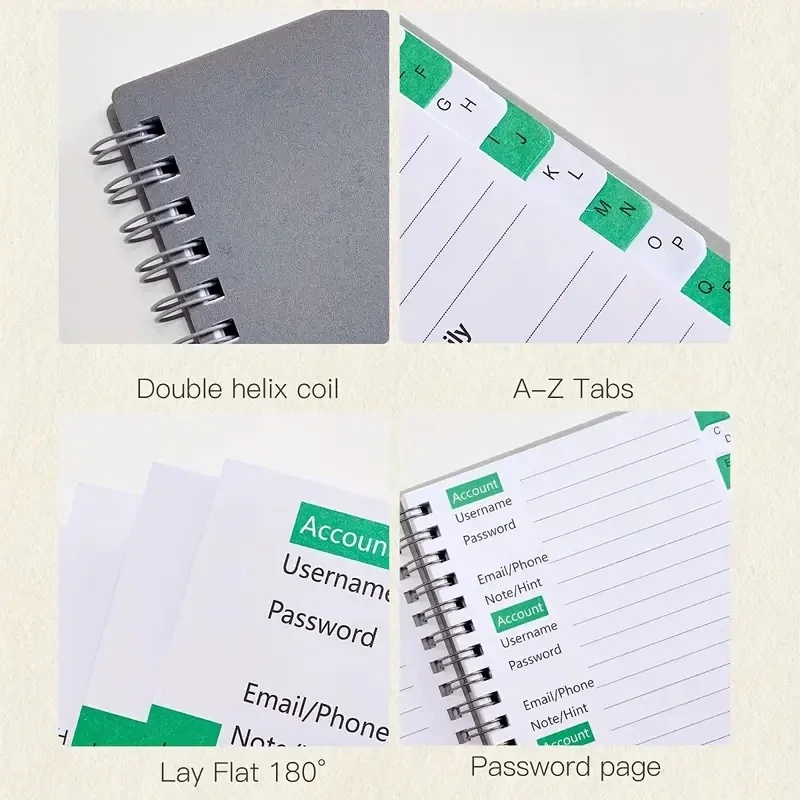 Compact Spiral Password Keeper - Secure & Organized Notebook Diary