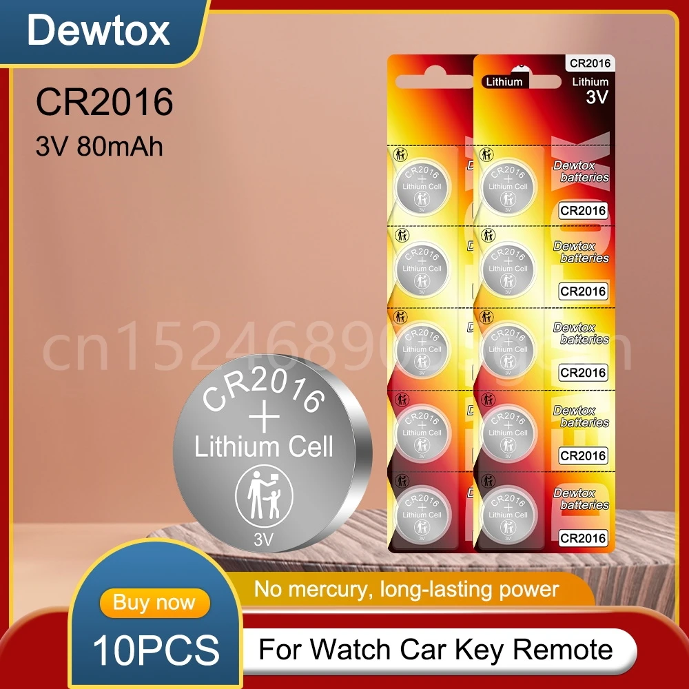 10PCS80mAhCR2016CoinCellsBatteriesCR2016DL2016BR2016LM2016