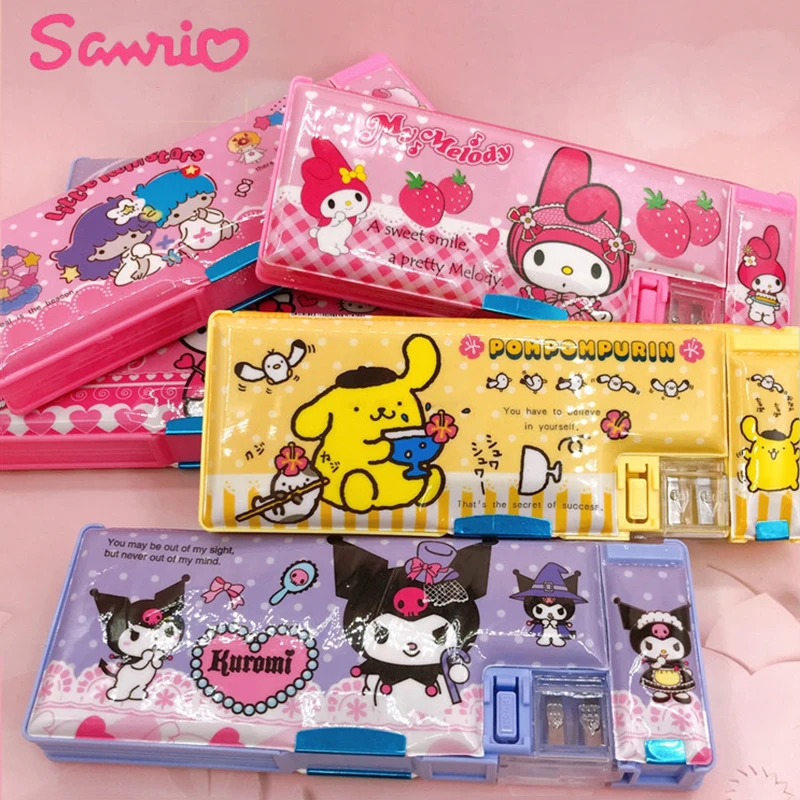 

2023 Sanrio Melody Kuromi Hello Kitty Cinnamoroll похвалка Двусторонняя ручка искусственная Канцелярия коробка для студентов карандаш для фотографий подарки