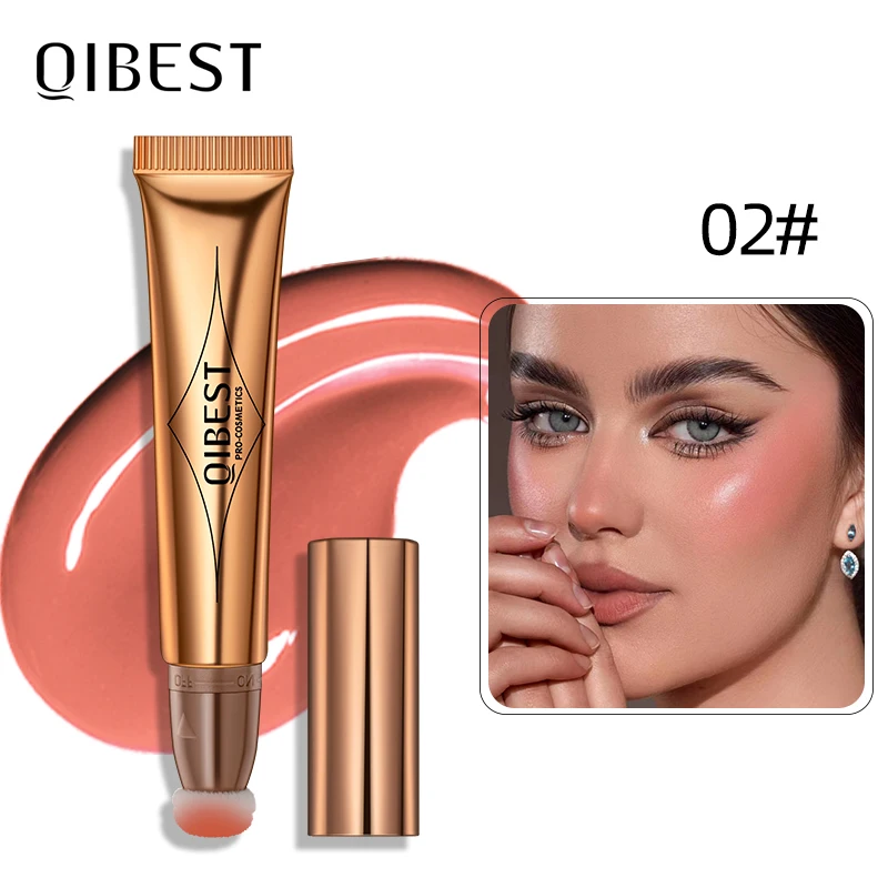 Qibest Liquid Blush Face Makeup Blush Cremoso Con Applicatore A Cuscino Idratante Lip Cheek Eye Multi-Use Stick Blusher Makeup