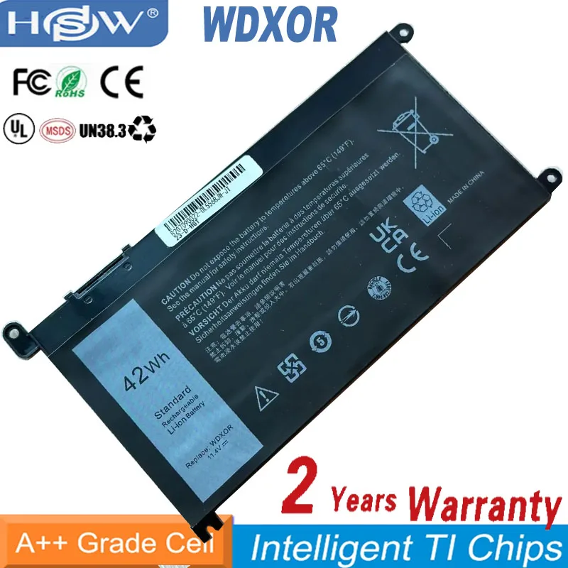 

Аккумулятор для ноутбука 11,4 в, WDXOR 42Wh 11,4 V для DELL Inspiron 13 5000 5368 15-7560 15 5538 13 7368 15 5567 15 5568 15 7000 P61F T2JX4