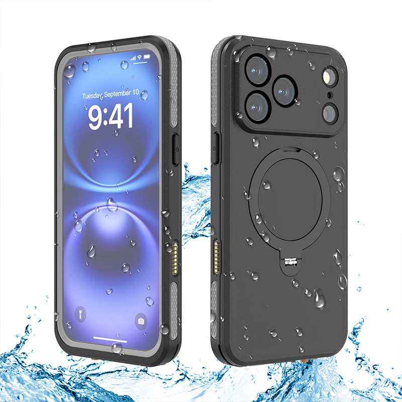 Enhanced Shockproof IP68 Waterproof Phone Case with Magnetic Kickstand