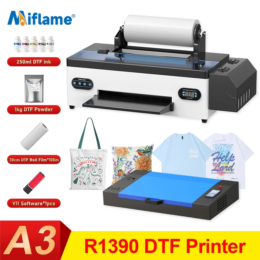 A3 DTF Printer For Epson R1390 Printhead Impresora dtf Directly to Film Transfer Printer For DIY Fabric T-shirt Printing Machine
