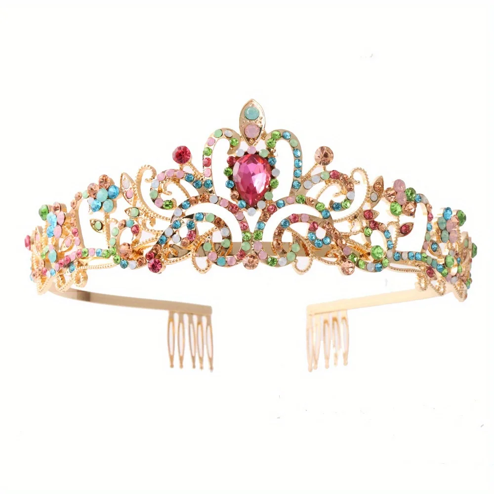 Hochzeit Haar Tiara Kristall Braut Tiara Krone mit Kamm Strass Abschluss ball Diadem Diademe und Kronen Braut Hochzeit Haarschmuck – Detail 10