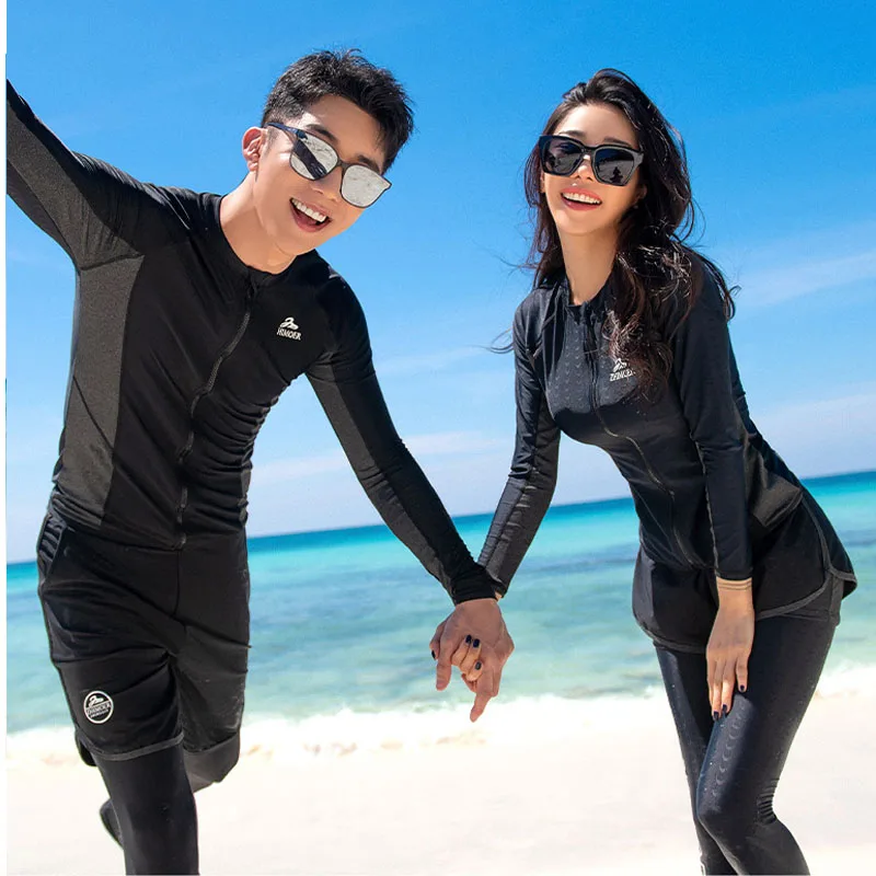 Men's 3pcs/set Rash Guards Swim Surf Fishing Shirts Long Sleeves UV Sun Protection Shirt+Leggings+Trunks Full Body Sunsuit Skin