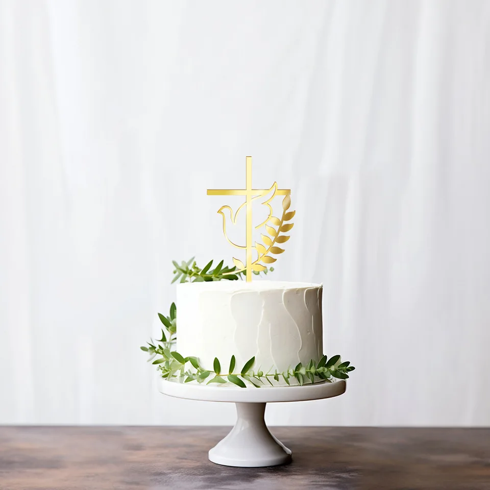 2024 Colomba Croce Topper per Torta Prima Comunione Decorazioni per Torte Battesimo Baby Toppers Decorazione Torta Compleanno Doccia Cristiano Santo Toppe Topper Spirito Bibbia Per torta religiosa