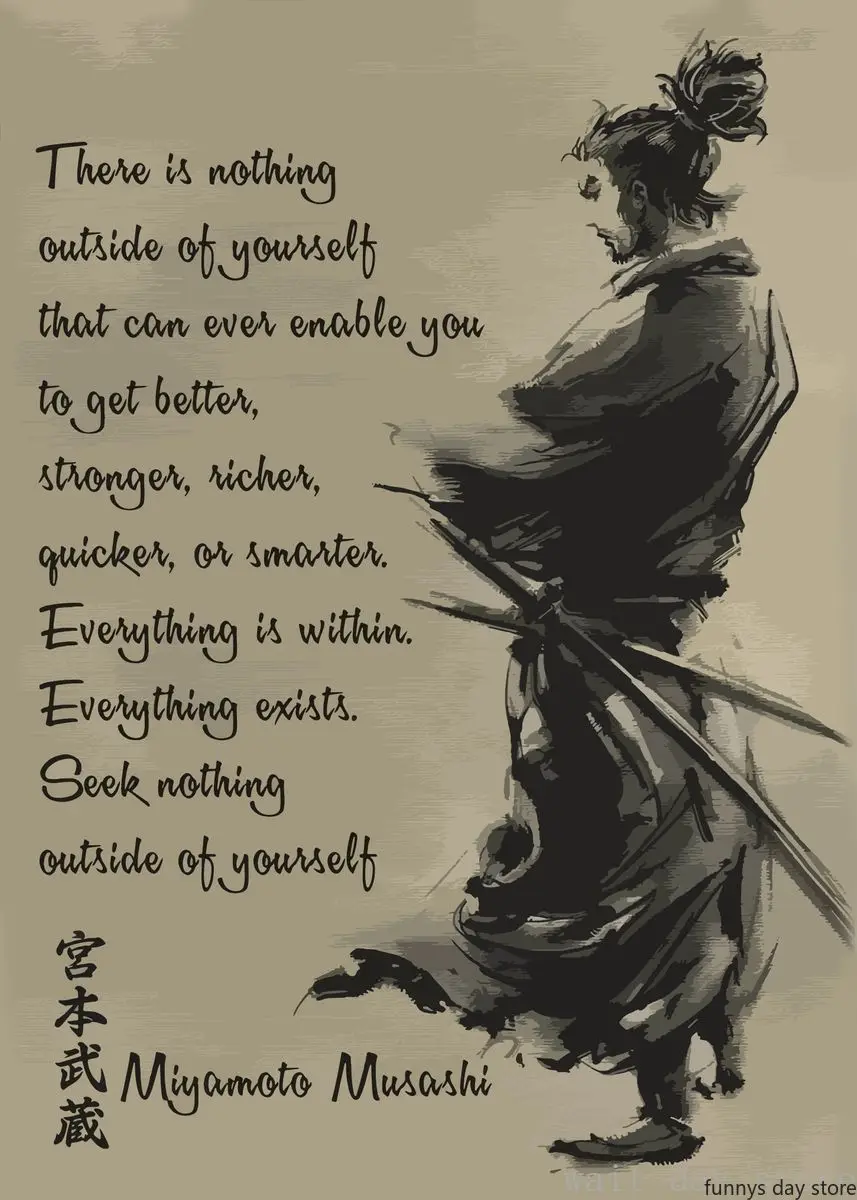 Stampa artistica da parete con samurai giapponesi, 7 virtù di Bushido, stampa su tela, poster motivazionale con cornice, decorazione per la casa, camera da letto, ufficio, bagno, 30,5 x 40,6 cm