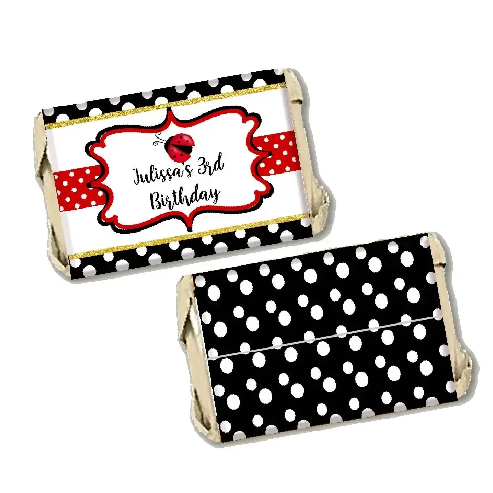 Personalizzato Coccinella Mini Candy Bar Wrapper Kinder Bueno Hershey Chocolate Sticker Capri Sun Water Bottle Label Decorazione Del Partito