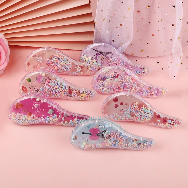 Baby Girls Hair Care Comb Cartoon Unicorn Head Massager Transparent Anti-knot Hair Comb Cute Kids Children Hairdressing Comb