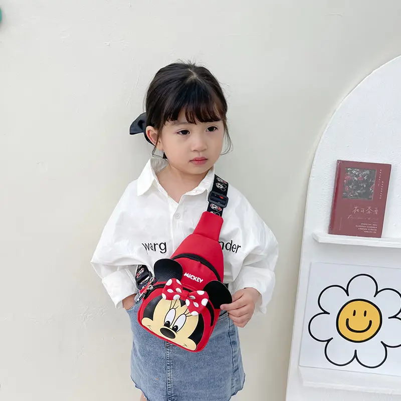 Disney Mickey's New Children's Waist Bag Cartoon Cute Boys and Girls Chest Bag Large-capacity Luxury Brand Fashion Messenger Bag