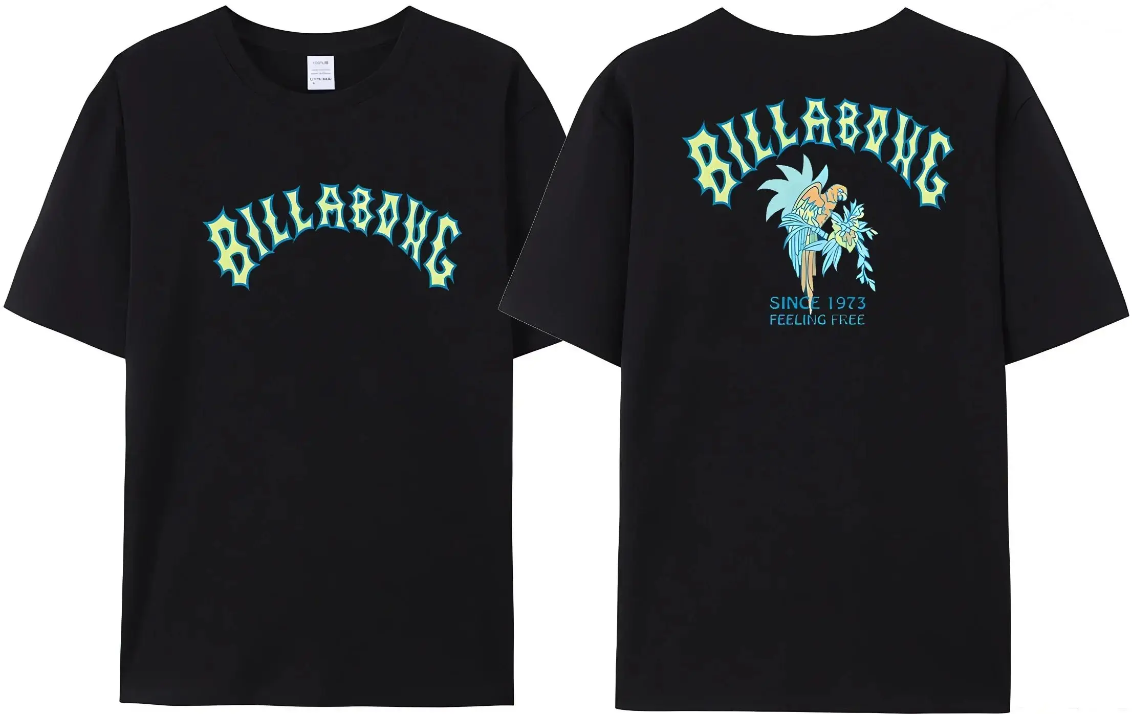 2025 Wave New Men's Summer Billa-bong T-shirt 100% Cotton Double Sided Printing High Quality Casual Top Tees 3