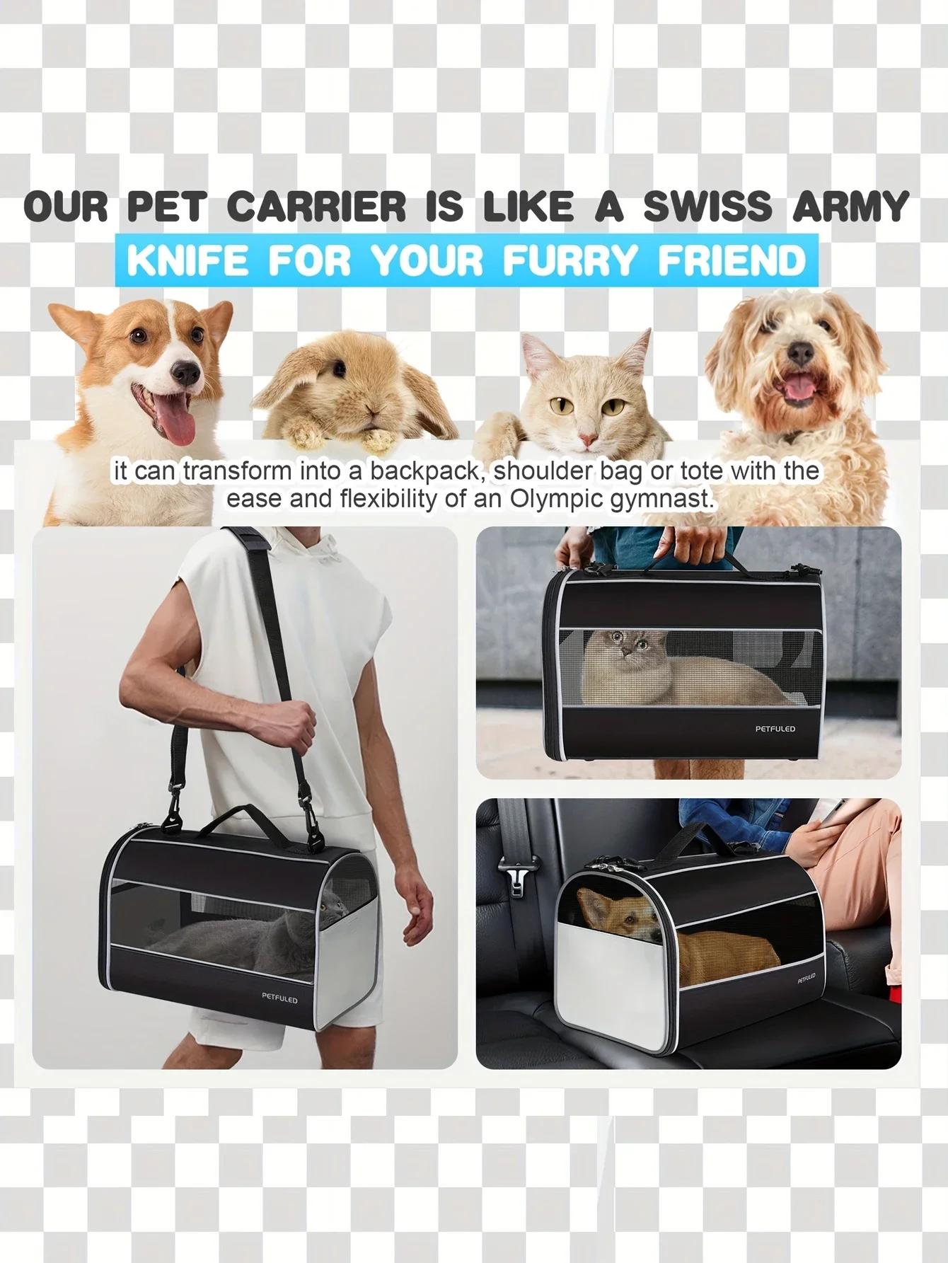 Cat Carriers Dog Carrier Pet Carrier for Small Medium Cats Dogs Puppies up to 16 Lbs, TSA Airline Approved Small Dog