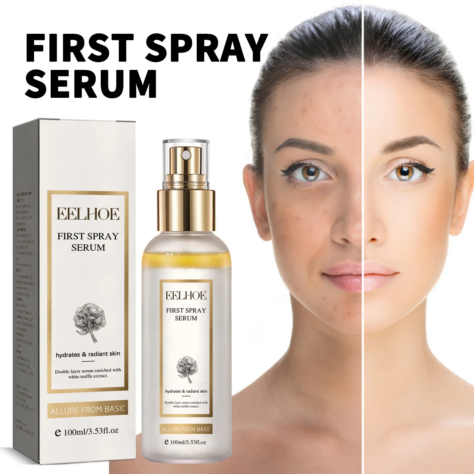 

Eelhoe White Truffle Moisturizing Spray Deep Hydrating Nourishing Spot Fading Skin Rejuvenation Brightening Whitening Essence