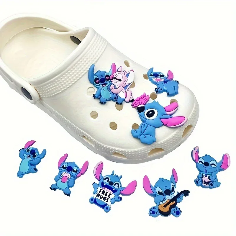Shoe Charms 8PCS Miniso Stitch Series Shoe Buckles Cute Cartoon Pattern Detachable Decorative Accessories
