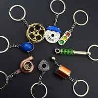 Creative Gear Head Keychain Speed Gearbox Keyring for Car Key Turbo Hub Brake Disc Pendant Shock Absorber Keys Holder Chain Ring 2
