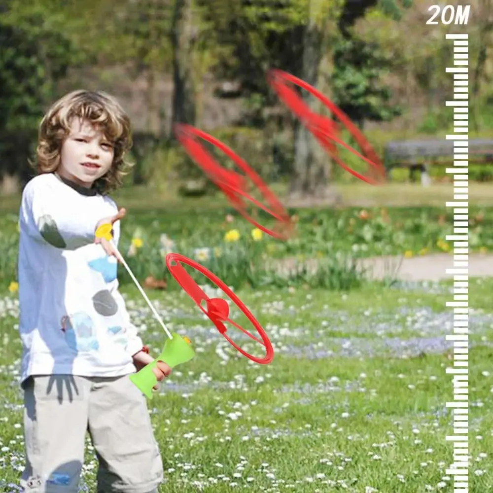 Launcher Spinner Pull Flying Disc Toys Atmosphere Prop Rotating Ripcord Sky Spin Toys Educational Cartoon Dragonfly Toy Gift