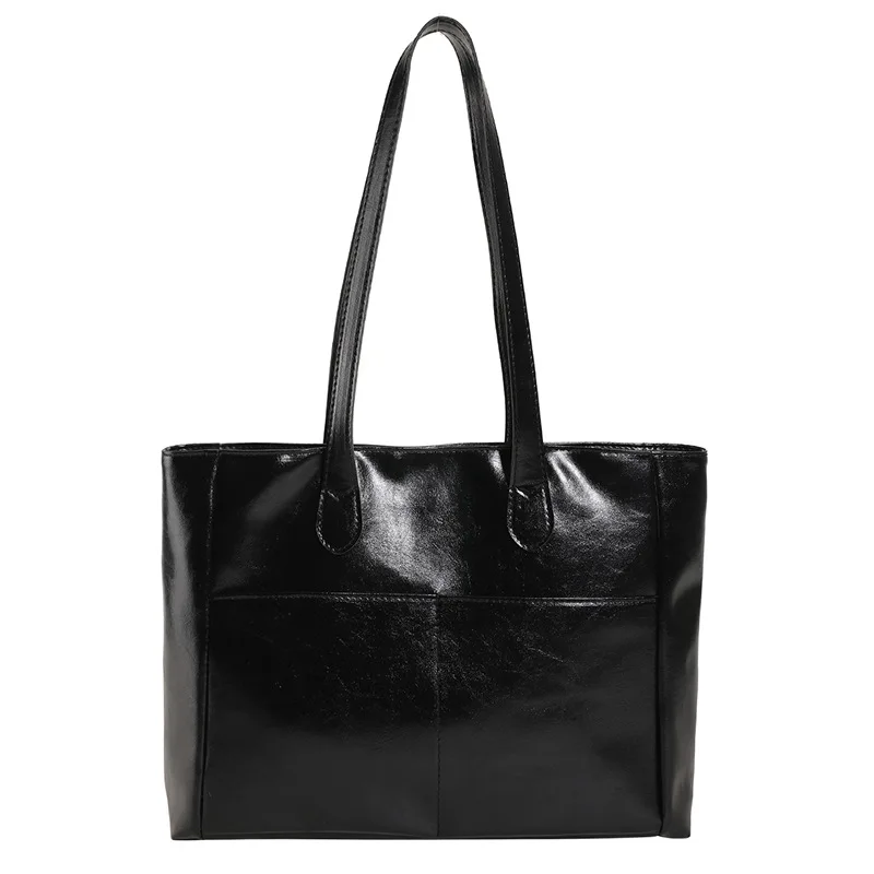 Trendy Solid Color Tote Shoulder Bag High-end Texture Fashion Shoulder Bag Versatile Work Commuting Women's Shoulder Tote Bag