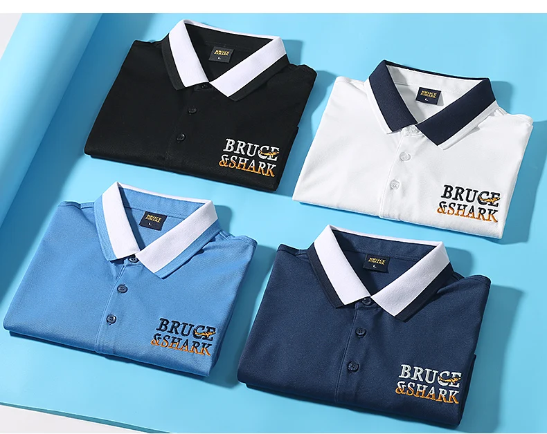 New Summer Straight Men's Business Polo Short Sleeved Bruce&Shark Fashion Mercerized Cotton T-shirt Man Breathable Big Size 4XL 37 S2cf05e324ef2440aac60d47c8d2c5e2fC