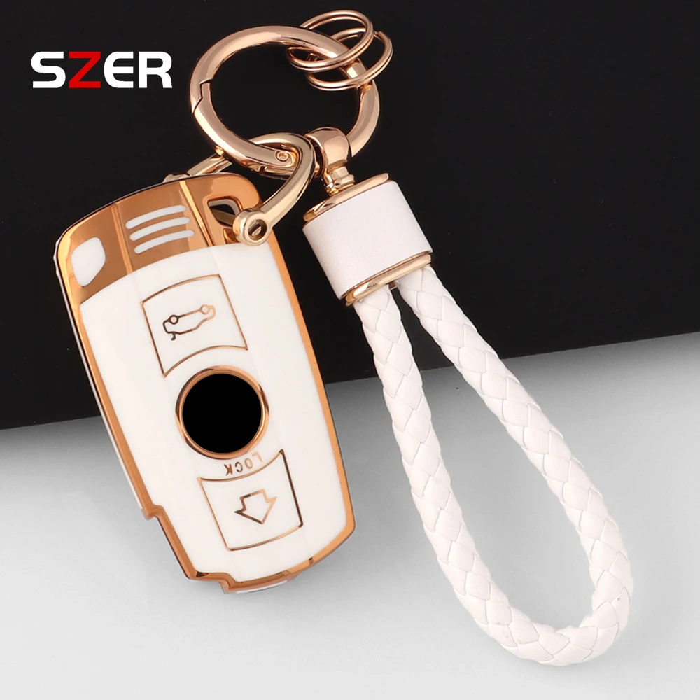 Luxury TPU Car Key Case Cover & Protector with Keychain Attachment