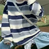 2022 Spring Autumn New Korean Style Loose Fit Striped Long Sleeve T-Shirt Women's In Network Super Hot Versatile Thin TopTrendy